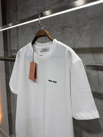 Charger l'image dans la galerie, T-shirt Miu Miu – Oversize Logo Brodé Blanc