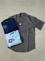 Charger l'image dans la galerie, Chemise Polo Ralph Lauren – Col Mao Manches Courtes | Taupe, Marine & Bleu Ciel