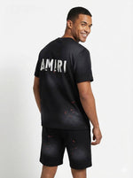 Charger l'image dans la galerie, AMIRI Paint Splatter T-Shirt & Short Set — Noir