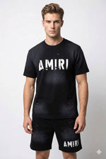 Charger l'image dans la galerie, AMIRI Paint Splatter T-Shirt & Short Set — Noir