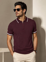 Charger l'image dans la galerie, Polo Zippé Bordeaux — Knit Premium
