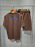 Charger l'image dans la galerie, Balenciaga Set T-Shirt + Short — Chocolate Blue
