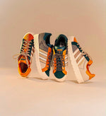 Charger l'image dans la galerie, Titre suggéré : Adidas Superstar — Corduroy Teal &amp; Orange Edition
