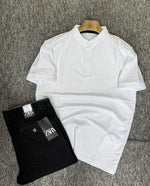 Charger l'image dans la galerie, Ensemble Polo Col Mao Uni + Pantalon Slim – Blanc &amp; Noir / Marine / Gris Lavé &amp; Kaki
