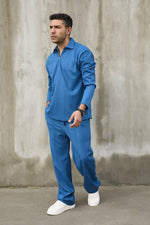 Charger l'image dans la galerie, Set Loungewear Côtelé Bleu Cobalt

