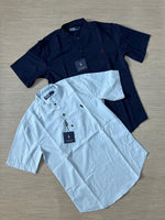 Charger l'image dans la galerie, Chemise Polo Ralph Lauren – Col Mao Manches Courtes | Taupe, Marine &amp; Bleu Ciel

