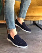 Charger l'image dans la galerie, Suede Slip-On Loafer — Navy Blue
