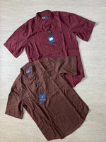 Charger l'image dans la galerie, Chemise Polo Ralph Lauren – Col Mao Manches Courtes | Noir, Bordeaux, Blanc &amp; Marron
